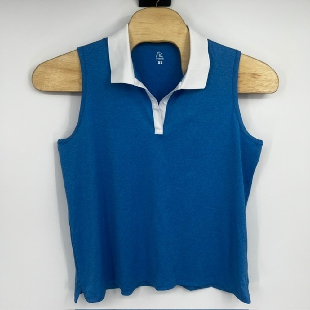 Rhoback The Brooke Women's XL Sleeveless Blue with White Collar Polo Shirt